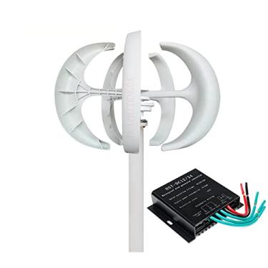Imagem de Kit de gerador de turbina eólica, 12000W 12V 24V 48V Kit de gerador de vento de 220v de 220V 5 lâminas com controlador sem ruído para casa ou acampamento (branco),48v