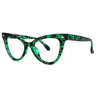 Imagem de VOOGLAM Óculos de Bloqueio de Luz Azul Verde Olho de Gato para Mulheres, Antifadiga para Jogos