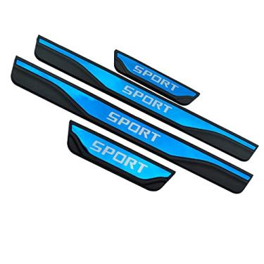 Imagem de GZBFTDH Protetor de entrada de porta de carro, para acessórios de local Hyundai Elantra Tucson Kona, protetor de peitoril de porta automotiva com placa de aço inoxidável (azul, local 2019-2023)