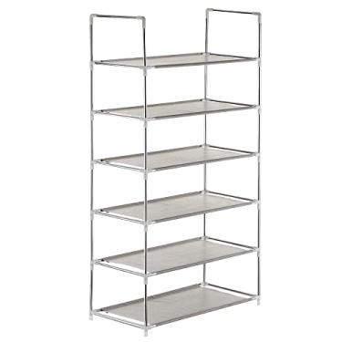 Imagem de Kiboule Rack de sapatos de 6 camadas Prateleira de armazenamento de prateleiras de armazenamento organizador de prateleiras empilháveis para 18 pares de sapatos cinza