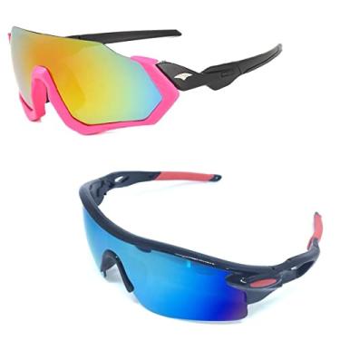 Imagem de Kit 2 Óculos De Sol Esportivo Preto Feminino Masculino Uv400