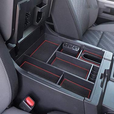 Imagem de EDBETOS Bandeja organizadora para console central serve para Toyota Tundra 2014, 2015, 2016, 2017, 2018, 2019, 2020, 2021, caixa de armazenamento secundária para apoio de braço acessórios Tundra (acabamento vermelho)