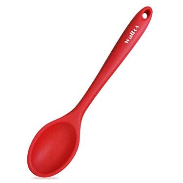 Imagem de Colher de mistura de silicone – Utensílio de cozinha antiaderente de borracha resistente ao calor 480F para misturar, servir, cozinhar e livre de BPA e silicone profissional de grau FDA (vermelho)