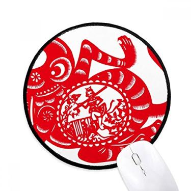 Imagem de DIYthinker Papercut China zodíaco chinês arte mouse pad desktop escritório tapete redondo para computador