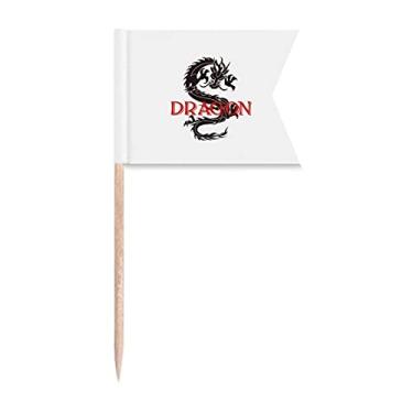 Imagem de Animal Myth Dragon East West bandeiras de palito de dente para marcação de etiquetas para bolo de festa prato de queijo