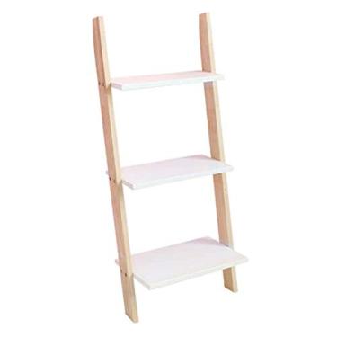 Imagem de Estante design de passo estante de livros de madeira prateleira ajustável unidade de armazenamento multifuncional organizador para escritório cozinha sala de estar lavanderia despensa estante (cor: natural, tamanho: 3 camadas