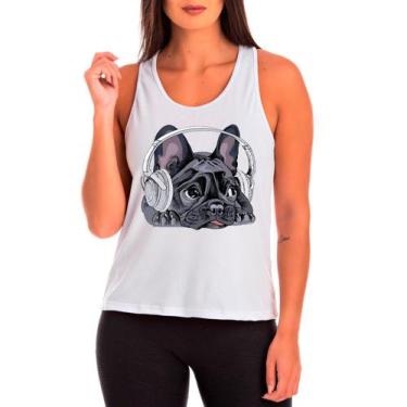 Imagem de Regata Buldog Francês Cachorro Pet Dog Branca Feminina02 - Design Cami