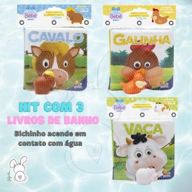 Imagem de Kit 3 Livros Bebe Para Banho - Amiguinhos Luminosos - Cavalo Galinha V