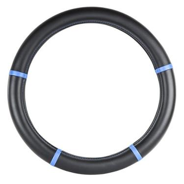 Imagem de GG Grand General 54033 Capa de volante preta com acabamentos azuis