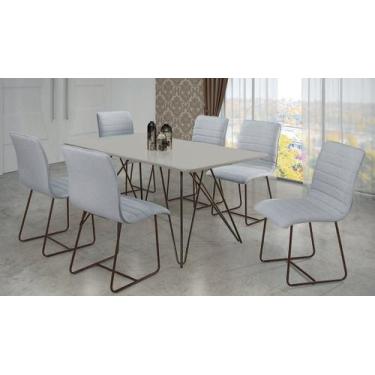 Imagem de Mesa De Jantar Íris Com 6 Cadeiras Tampo Laca Cinamomo C&M Decor - Cem