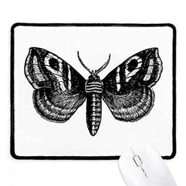 Imagem de Borboleta preta com padrão simples Mousepad borda costurada tapete de borracha para jogos