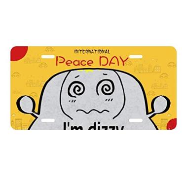Imagem de DIYthinker Placa de carro Dizzy Black Cute Chat Happy Pattern Placa de carro Decoração Dia da Paz
