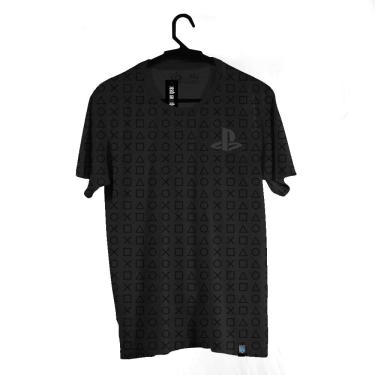 Imagem de Camiseta Brand Botões Pattern, Playstation, Adulto Unissex, Cinza, P