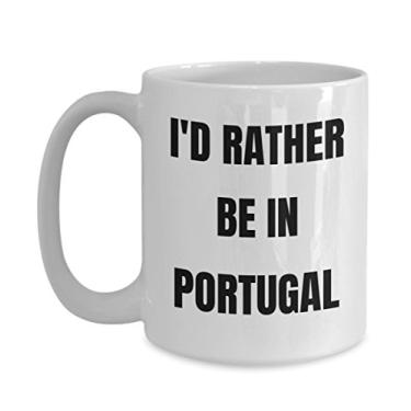 Imagem de Caneca de Portugal – I'd Rather be in Portugal – Caneca de café – Ideia de presente de Portugal – Cesta de presente para homens ou mulheres