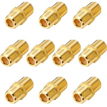 Imagem de Acoplador Pasow F tipo RG6 banhado a ouro fêmea para fêmea adaptador coaxial barril, 10 pcs