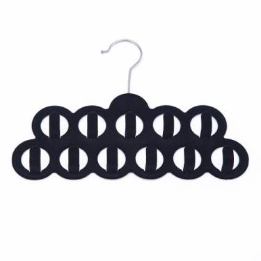 Imagem de LYOR - Cabide de Plástico para Lenços e Cintos Aveludado Preto 30cm x 3,5cm x 20,5cm