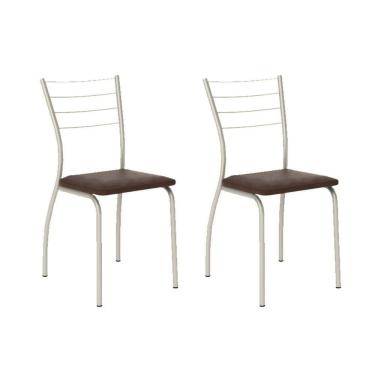Imagem de Cadeira 1700 Kit Prata Assento Courano Cacau