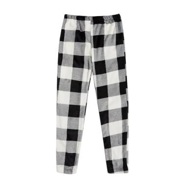 Imagem de Verdusa Calças de pijama femininas com estampa xadrez de búfalo calças de dormir, Preto e branco, Large