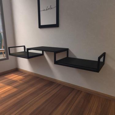 Imagem de Aparador Industrial Preto Moderno Cantinho Café Escritorio Simples Bancada Suspensa