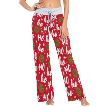 Imagem de JUNZAN Feliz Natal Floco de Neve Vermelho Verde Hoho Pijama Calças para Mulheres Macio Pijama Feminino Pijama Combinando PP, Merry Christmas, floco de neve, vermelho, verde, Hoho, P