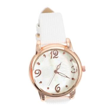 Imagem de Assistir relógios de pulso femininos relógios femininos de mostrador pequeno relógio feminino casual relógio de pulseira de couro luxo leve estudante Feminina aluna Vidro branco