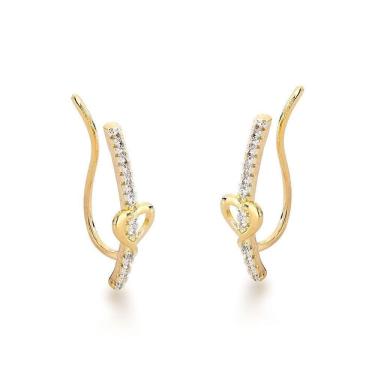 Imagem de Brinco Earcuff Com Coração Banhado A Ouro 18k