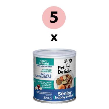 Imagem de KIT 5 Ração Úmida Pet Delícia Cães Senior Happy Oldies 320g