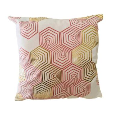 Imagem de Estojo de almofada Nordica Cushin Branco Hexágono Rosa 45x45cm