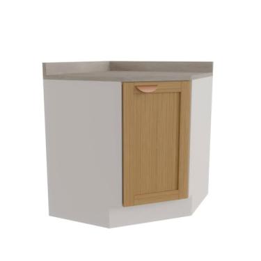 Imagem de Balcão de Canto Oblíquo Arizona Cabecasa Madeiramadeira Branco/figueira