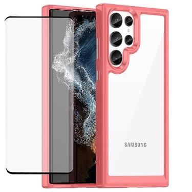 Imagem de GTBDEKI Capa transparente para Galaxy S22 Ultra, capa para Samsung S22 Ultra 5G SM-S908U com protetor de tela, capa protetora de policarbonato rígido transparente à prova de choque + TPU para Samsung