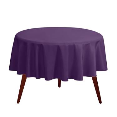 Imagem de Gee Di Moda Toalha de mesa redonda redonda roxa de 228 cm para mesas redondas de 76 a 152 cm - Tecido lavável resistente - para mesa de buffet, festas de fim de ano, jantar, casamento e chá de bebê