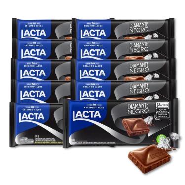Imagem de Chocolate Diamante Negro Lacta Kit 10 Barras De 80G
