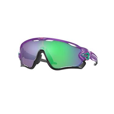 Imagem de Oakley OO9290 Jawbreaker Shield Óculos de sol masculinos, Roxo elétrico fosco/Jade Prizm, 31 mm