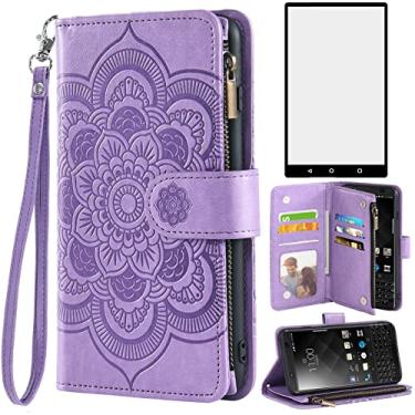 Imagem de Asuwish Capa de telefone para BlackBerry KEYone Capa carteira com protetor de tela de vidro temperado e flor de couro com suporte para cartão de crédito acessórios para celular KEY1 Key 1 One BBB100-1