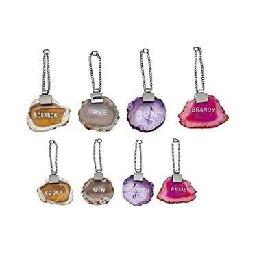 Imagem de Godinger Conjunto De 4 Etiquetas Frente E Verso Com Dizeres De Cada Lado Etiquetas Para Decantador De Licores De Ágata Multicolor - Uísque, Bourbon, Scotch, Gin, Rum, Vodka, Brandy E Centeio