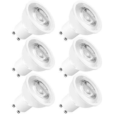 Imagem de Luxrite Lâmpadas de LED MR16 GU10 reguláveis, equivalente a halogênio 50W, branco quente 2700K, 500 lúmens, lâmpada LED de holofote de 120V GU10, classificação de luminária fechada, perfeita para iluminação de paisagem ou casa (pacote com 6)