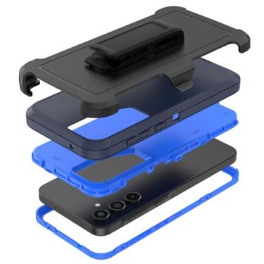 Imagem de TMIDVFV Capa compatível com Samsung Galaxy A55, com clipe de cinto, resistente, à prova de choque, proteção total com suporte para celular Samsung Galaxy A55 (azul marinho)