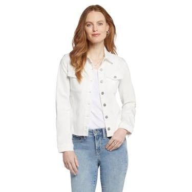 Imagem de NYDJ Jaqueta jeans feminina com bainha desfiada, branco óptico, Branco óptico, P