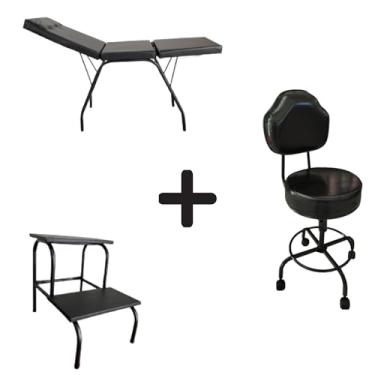 Imagem de HENVIFER, kit maca portátil + escada + cadeira mocho c/regulagem