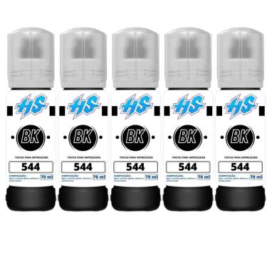 Imagem de Kit 5 Refil Haddaway Store T544 70ml L3110 L3150 L3250 Preto