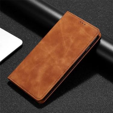 Imagem de Capa de couro luxuosa para Oneplus 3 3T 5t 6 6T 7 7T Pro Flip Capa carteira à prova de choque para OnePlus 5 magnética, marrom claro, para Oneplus 7