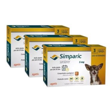Imagem de 3 Simparic Antipulgas e Carrapatos Para Cães Cão De 1,3 A 2,5kg 5 Mg 9 Cp