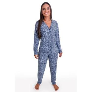 Imagem de Pijama Feminino Longo Inverno Liganete Botões-Feminino