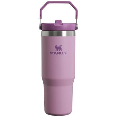 Imagem de Stanley Copo de canudo IceFlow Flip com alça de 850 g | Tampa giratória e canudo dobrável | Garrafa de água resistente a vazamentos | Aço inoxidável isolado | Sem BPA | Lilás