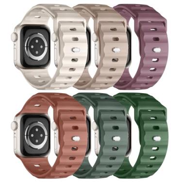 Imagem de Pulseiras esportivas masculinas compatíveis com Apple Watch Ultra, 3/2 de 49 mm, 46 mm, 45 mm, 44 mm e 42 mm, para Apple Watch Series 11, 10, 9, 8, 7, 6, 5, 4 e 3 SE, Ultra, pacote com 6
