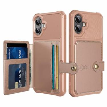 Imagem de LTLMYDAM Capa fina para iPhone 16ProMax/16Plus/16Pro/16, capa de telefone flip à prova de choque com ranhura para cartão suporta sucção magnética de veículos, rosa, 16Pro