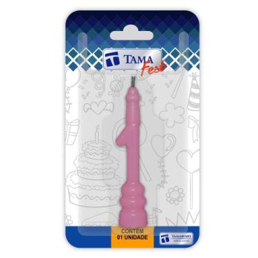 Imagem de Vela de aniversário Número Rosa bebe Nº 1 com 10 un. - TAMAROZZI EMBAL