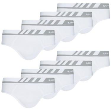 Imagem de Cueca Masculina Slip Lupo Microfibra Kit Com 8 Sem Costura, Branco, G