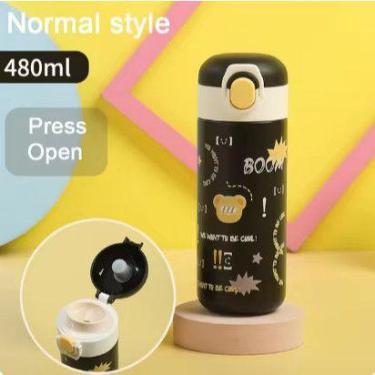 Imagem de Garrafa térmica infantil Aço inox 480ml - BC-016, Preto