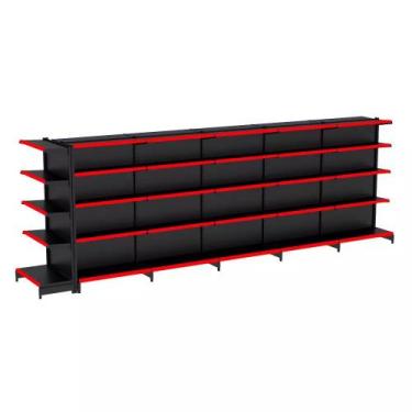 Imagem de Gondola Centro 170 Fit Ate 5 Metros 1 Ponta Preto 55b Pe Vermelho - AM